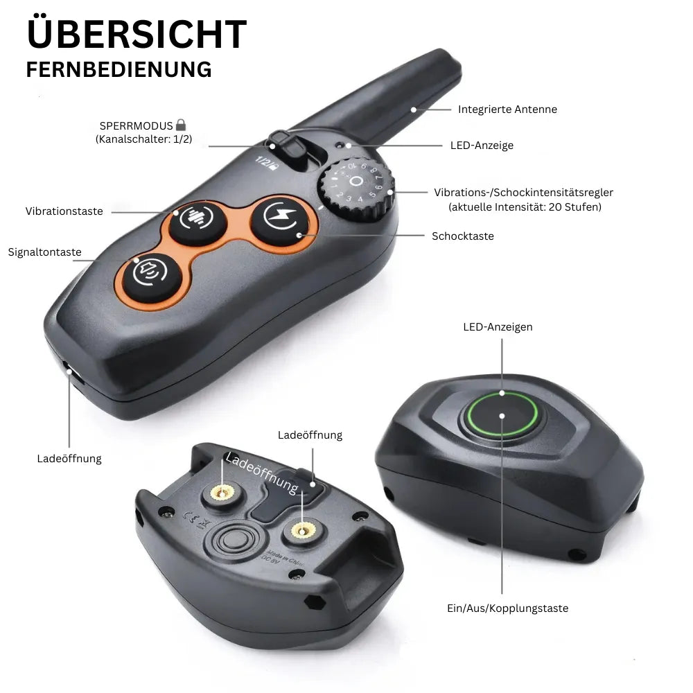 Anti Bell Halsband Hund | Wiederaufladbares Trainingshalsband mit Fernbedienung