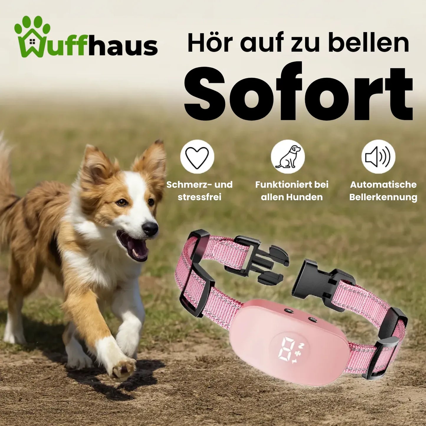 Dog Quiet Husher | Anti-Bell-Halsband mit 8 Stufen und 4 Modi