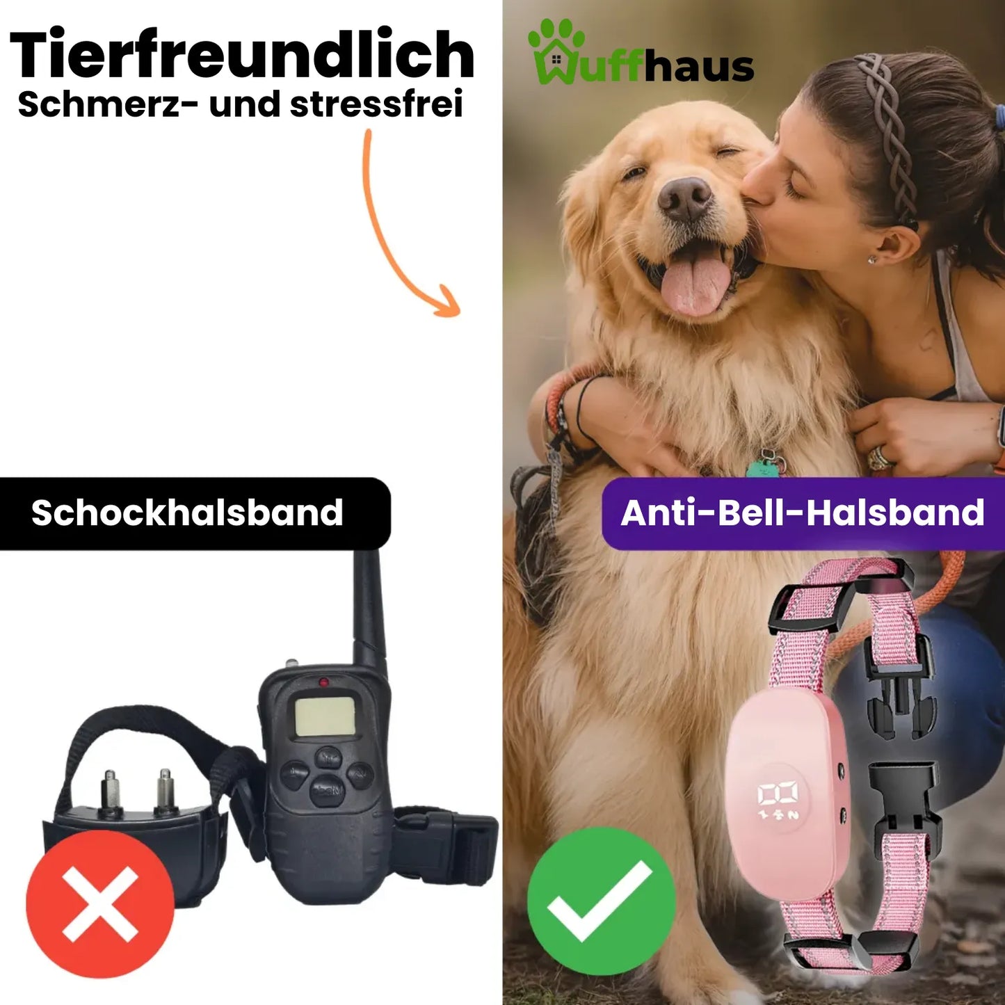 Dog Quiet Husher | Anti-Bell-Halsband mit 8 Stufen und 4 Modi
