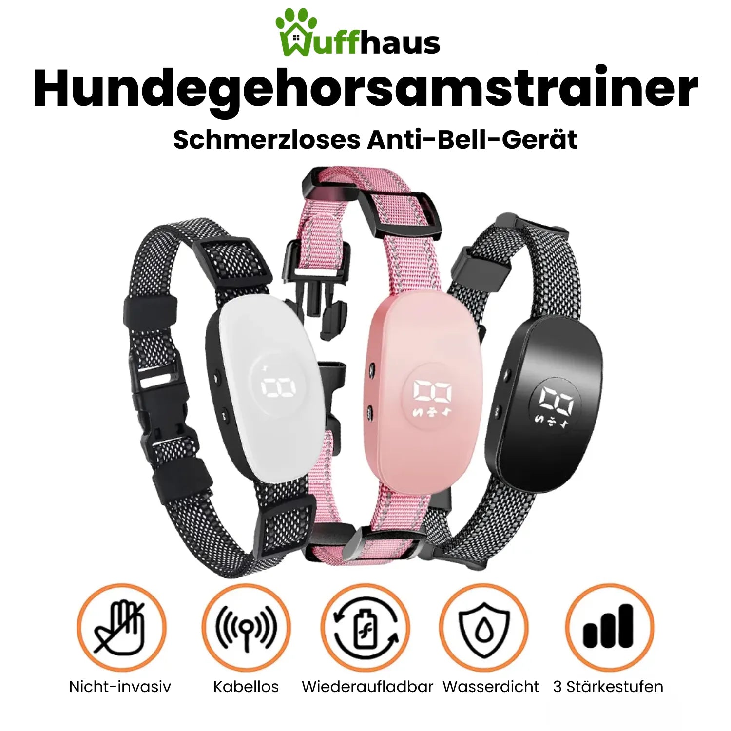 Dog Quiet Husher | Anti-Bell-Halsband mit 8 Stufen und 4 Modi
