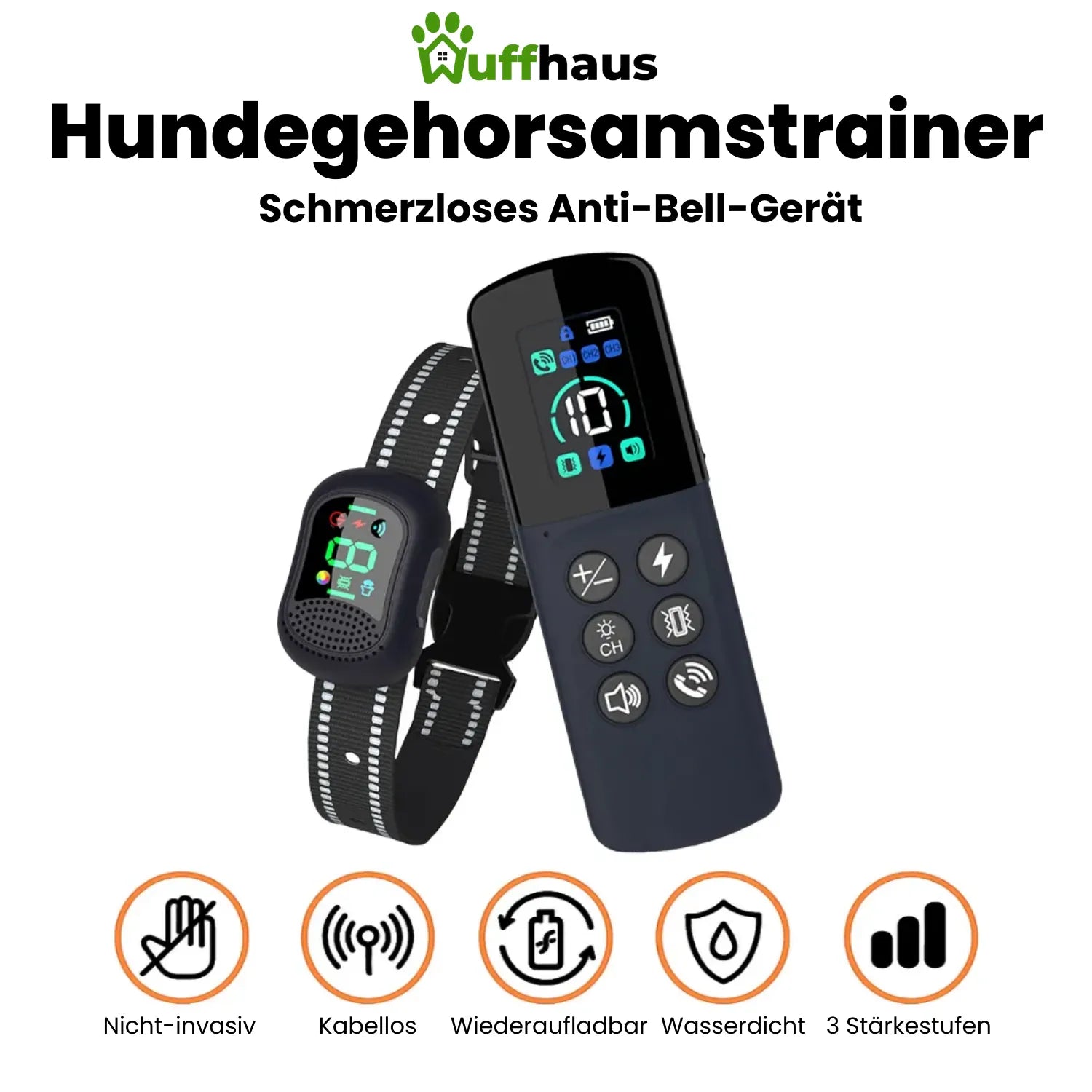 Dog Training Pro | Wasserdichtes, wiederaufladbares Trainingshalsband für jeden Hund