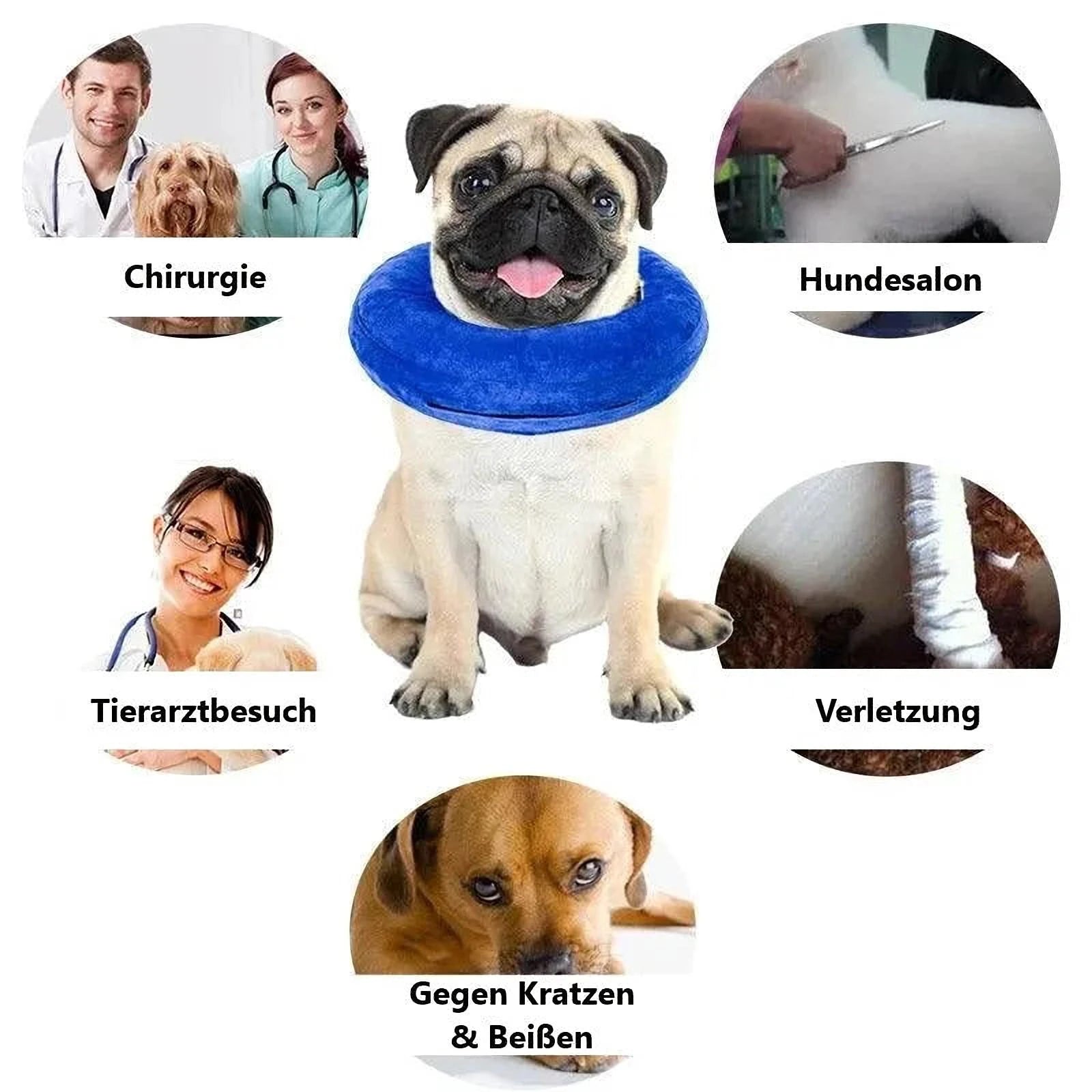 Erholungskragen Hund & Katze | Aufblasbarer Schutzkragen für Genesung