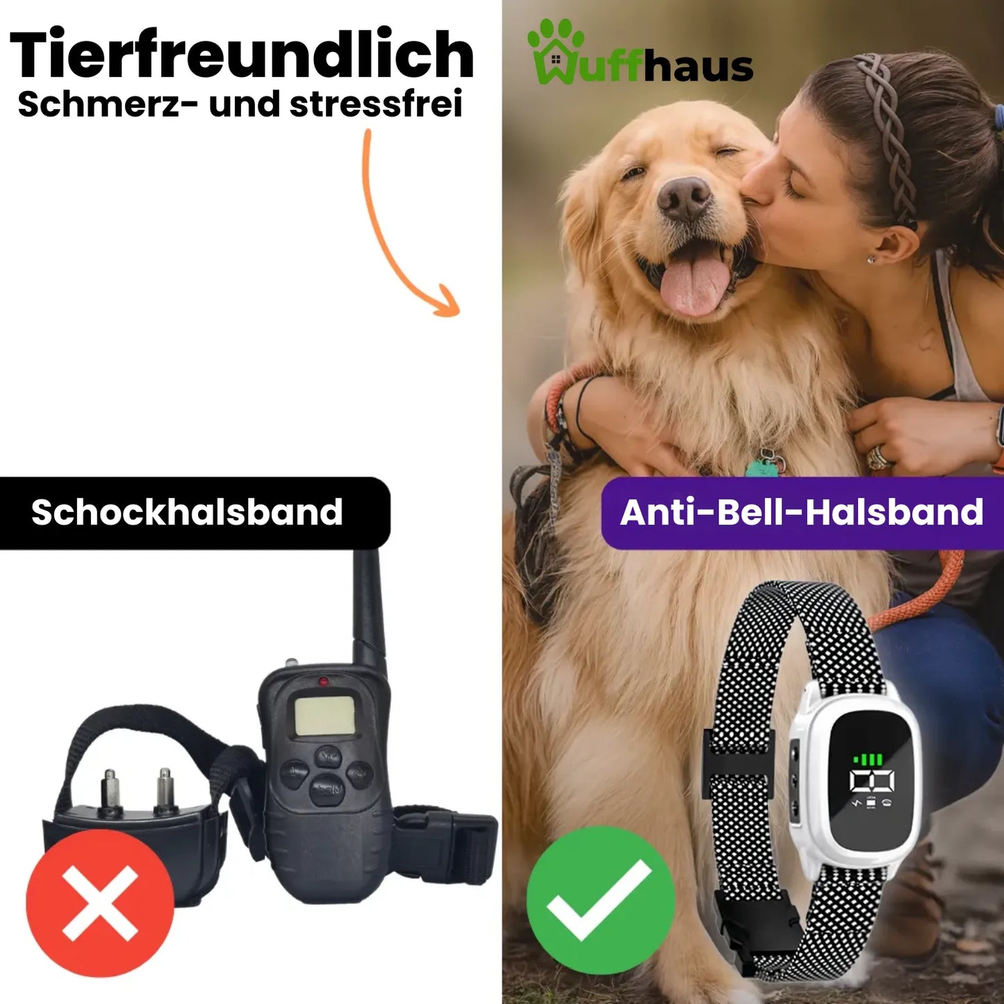 Flüsterhalsband | Automatisches Anti-Bell-Halsband mit wiederaufladbarer Schockfunktion