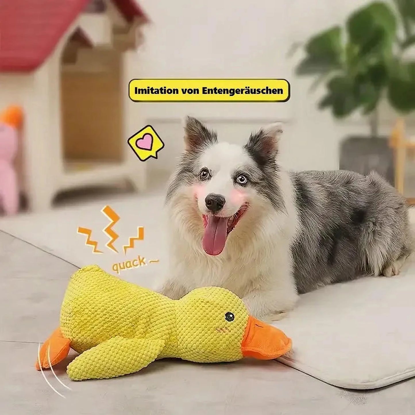 Hundespielzeug Ente | Kau- und Quietschtier gegen Langeweile & Angst
