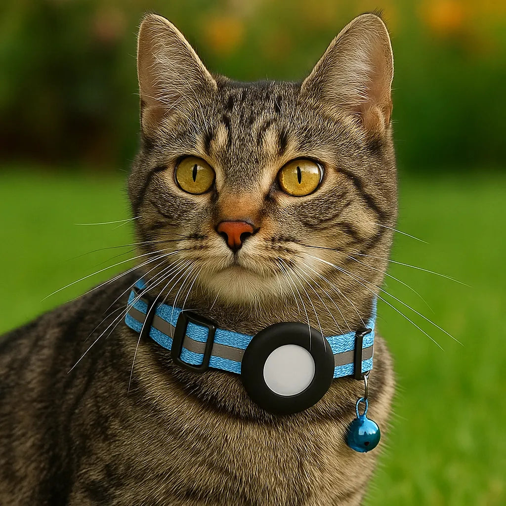 SafeSpurr Halsband | Reflektierendes Katzenhalsband mit AirTag-Halter