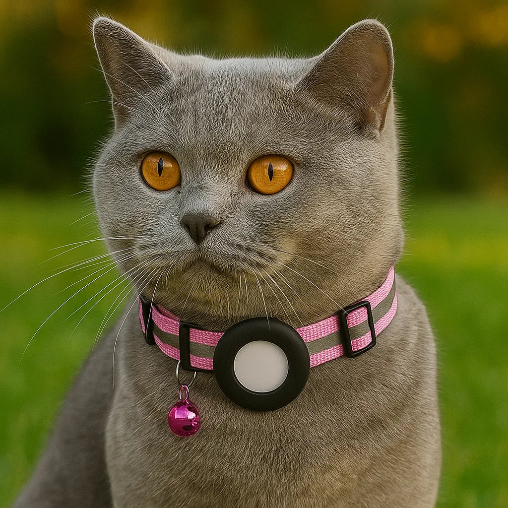 SafeSpurr Halsband | Reflektierendes Katzenhalsband mit AirTag-Halter